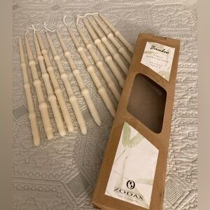 New in Box 12 Natural Hand Made Skinny Taper Candle BAMBOO 12 3/4” x 3/8” ZODAX